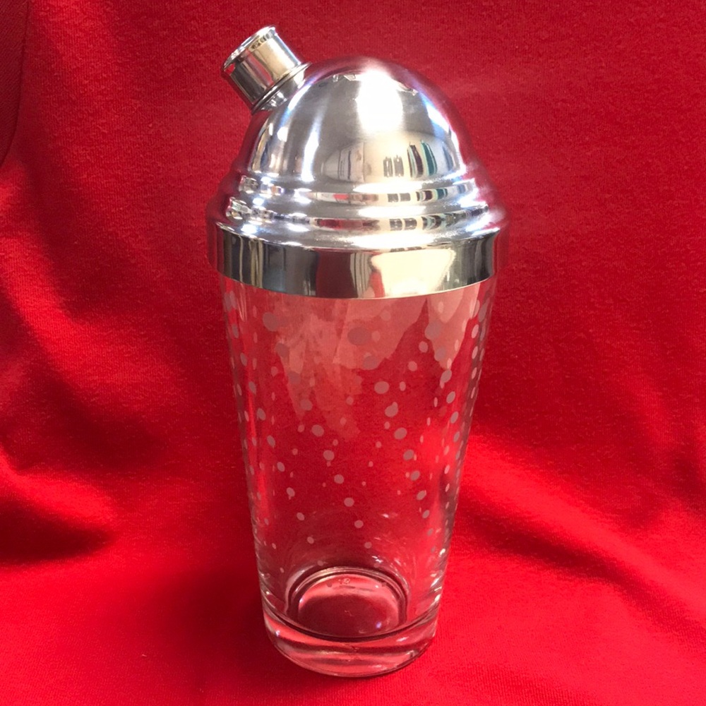 Vintage 70's Libbey‎ Cocktail Shaker with Etched Polka Dots